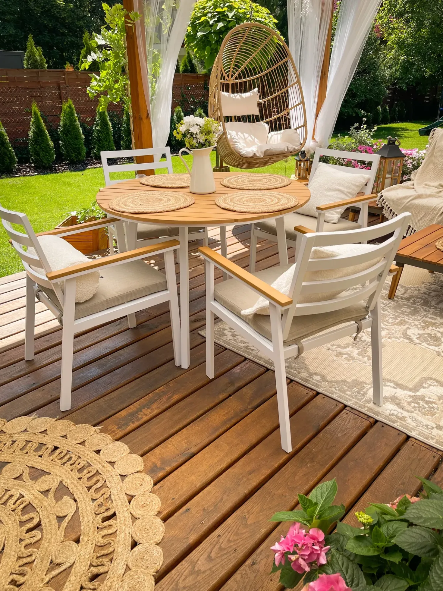 Set da pranzo da giardino 4 posti CAVOLI con cuscini Metallo Beige