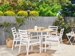 Set da pranzo da giardino 4 posti CAVOLI con cuscini Metallo Beige
