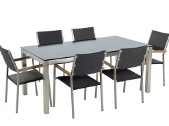 Set da pranzo da giardino 6 posti GROSSETO Vetro temperato Nero