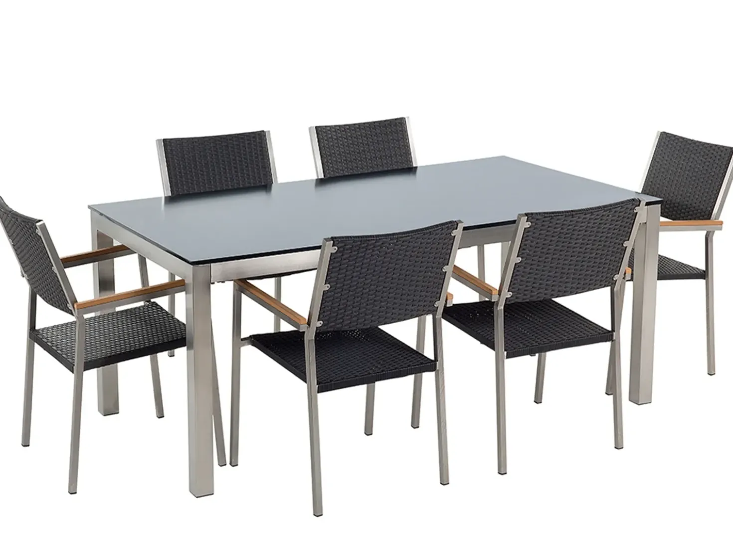 Set da pranzo da giardino 6 posti GROSSETO Vetro temperato Nero