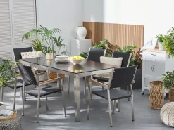Set da pranzo da giardino 6 posti GROSSETO Vetro temperato Nero