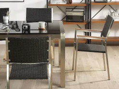 Set da pranzo da giardino 6 posti GROSSETO Vetro temperato Nero