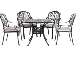 Set da pranzo da giardino 4 posti ANCONA con cuscini Metallo Nero