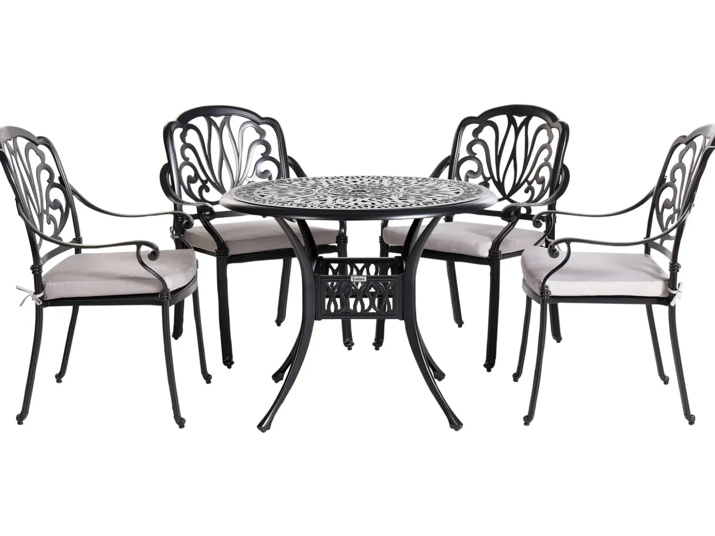 Set da pranzo da giardino 4 posti ANCONA con cuscini Metallo Nero