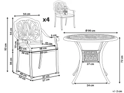 Set da pranzo da giardino 4 posti ANCONA con cuscini Metallo Nero
