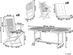 Set da pranzo da giardino 8 posti MAUI PREMIUM Legno d'acacia Tortora