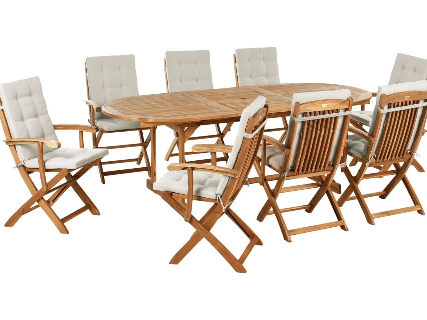 Set da pranzo da giardino 8 posti MAUI PREMIUM Legno d'acacia Tortora