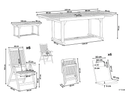 Set da pranzo da giardino 6 posti JAVA PREMIUM Legno d'acacia Grigio melange