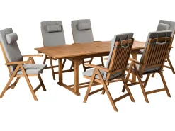Set da pranzo da giardino 6 posti JAVA PREMIUM Legno d'acacia Grigio melange