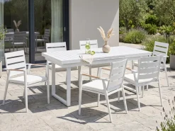 Set da pranzo da giardino 6 posti VALCANETTO/TAVIANO Metallo Bianco