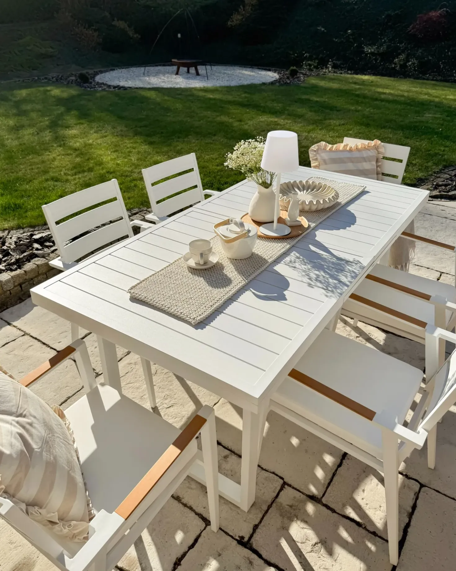 Set da pranzo da giardino 6 posti VALCANETTO/TAVIANO Metallo Bianco