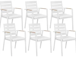 Set da pranzo da giardino 6 posti VALCANETTO/TAVIANO Metallo Bianco