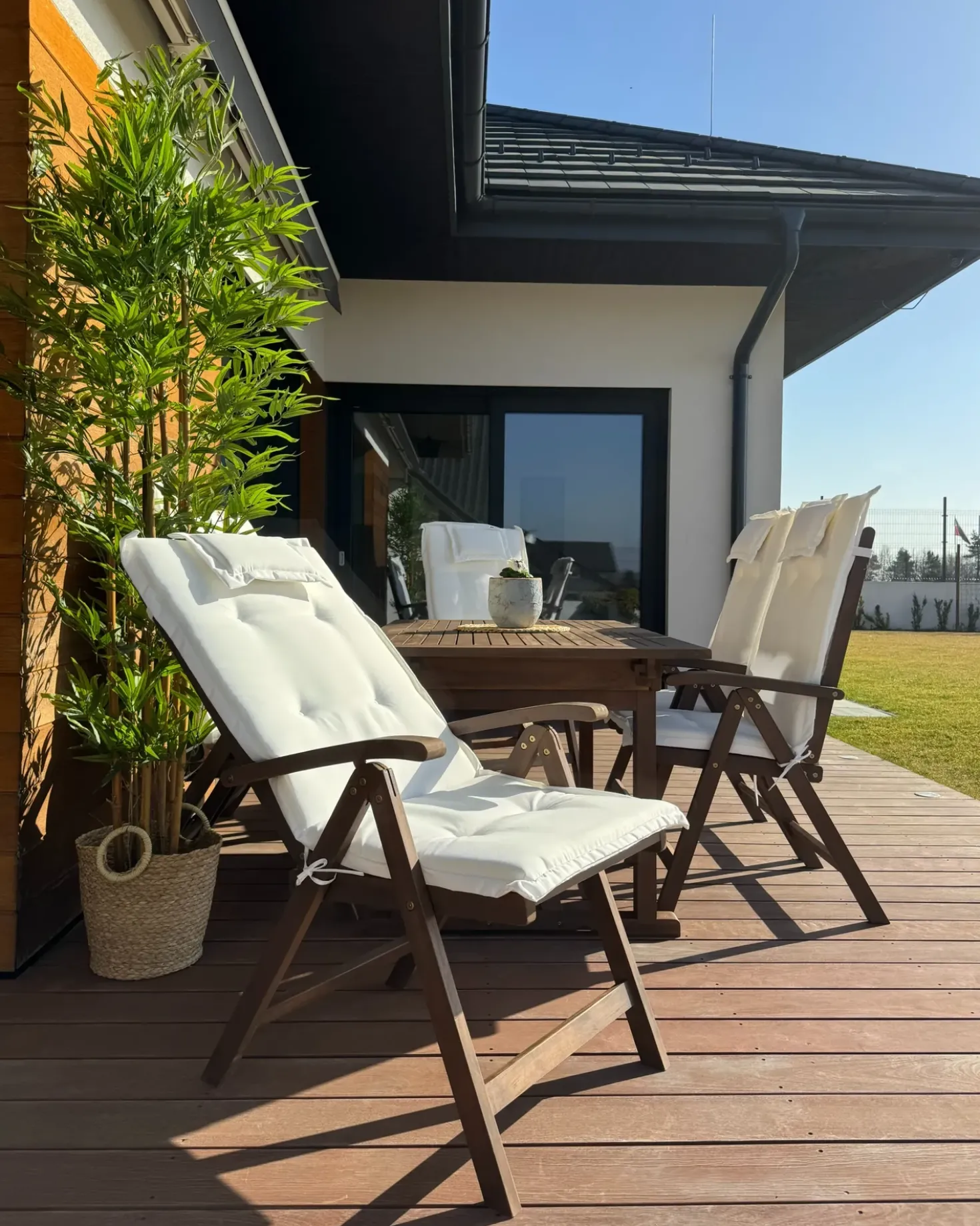 Set da pranzo da giardino 6 posti AMANTEA con cuscini Legno d'acacia Bianco sporco
