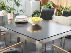 Set da pranzo da giardino 6 posti GROSSETO Granito Lucido Nero/Bianco
