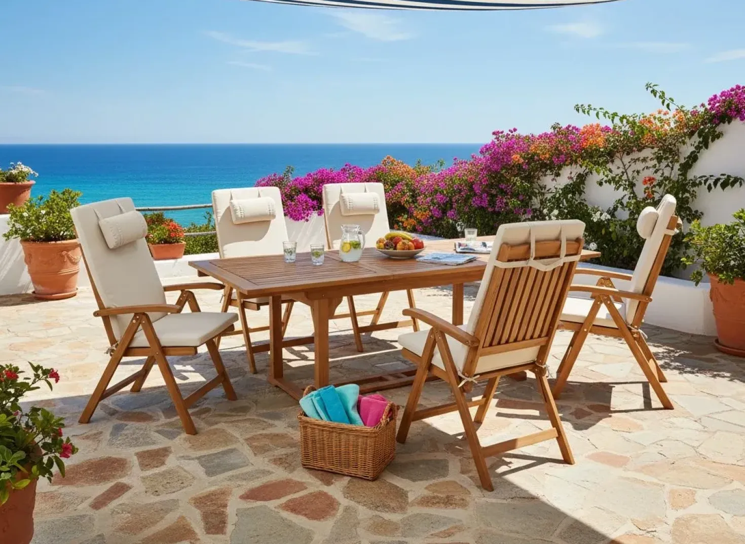 Set da pranzo da giardino 6 posti JAVA PREMIUM Legno d'acacia Beige chiaro