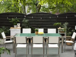 Set da pranzo da giardino 8 posti GROSSETO Vetro incrinato Trasparente/Bianco