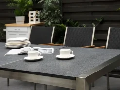 Set da pranzo da giardino 8 posti GROSSETO Piastra tripla Granito fiammato Nero