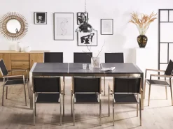 Set da pranzo da giardino 8 posti GROSSETO Piastra tripla Granito fiammato Nero