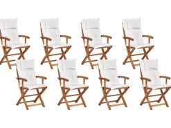 Set da pranzo da giardino 8 posti MAUI II con cuscini Legno d'acacia Bianco sporco