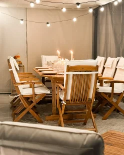 Set da pranzo da giardino 8 posti MAUI II con cuscini Legno d'acacia Bianco sporco