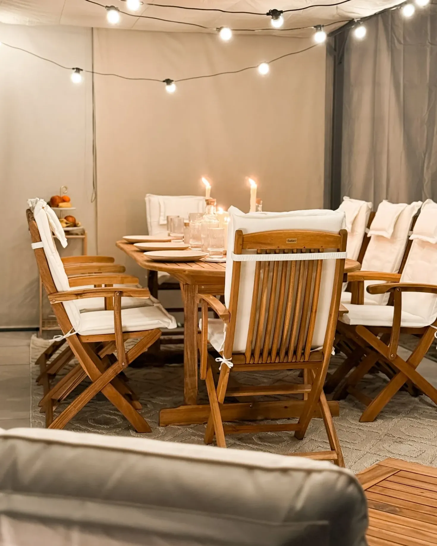 Set da pranzo da giardino 8 posti MAUI II con cuscini Legno d'acacia Bianco sporco