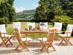 Set da pranzo da giardino 8 posti MAUI II con cuscini Legno d'acacia Bianco sporco