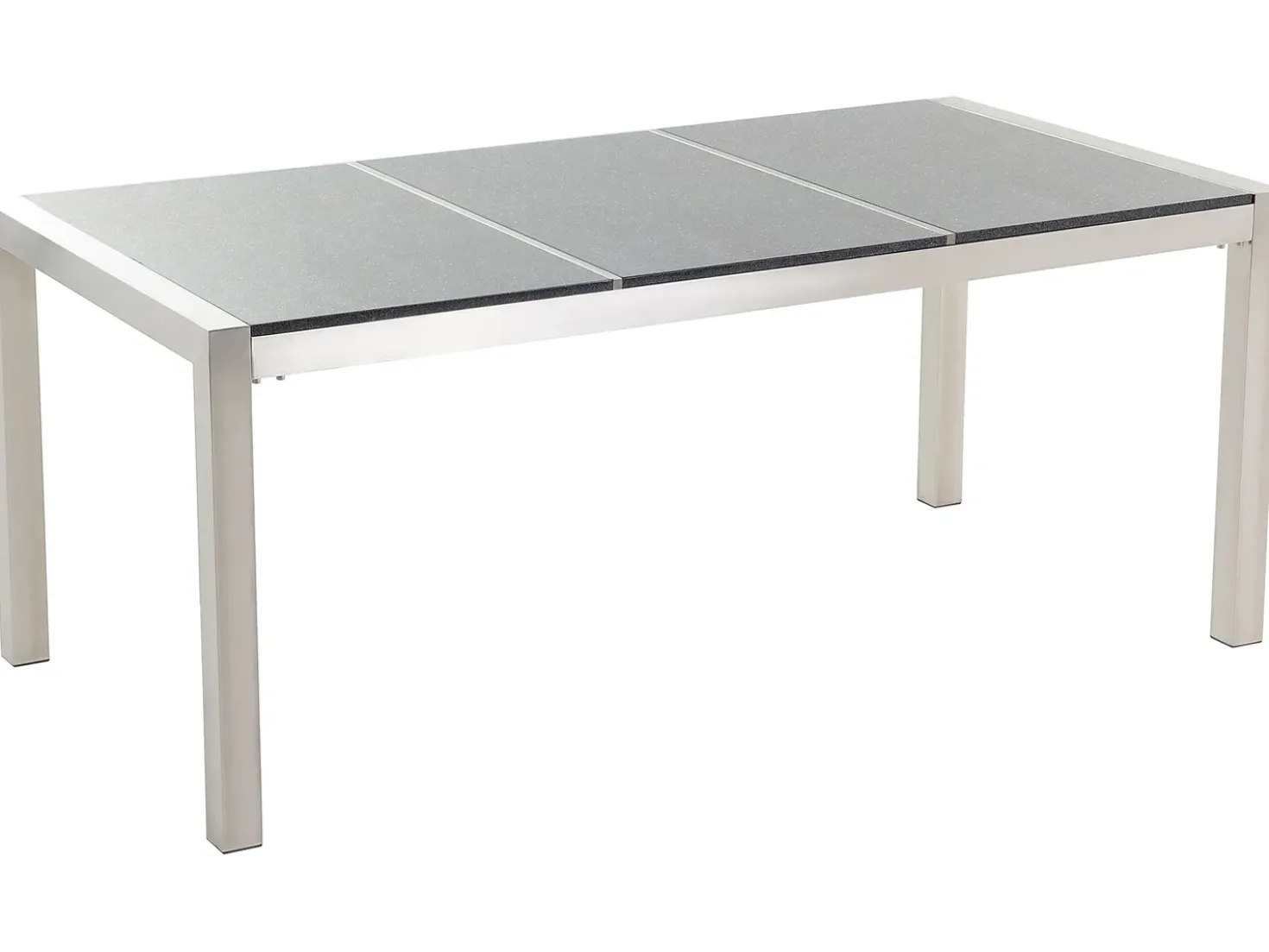 Set da pranzo da giardino 6 posti GROSSETO Piastra tripla Granito Lucido Grigio/Nero