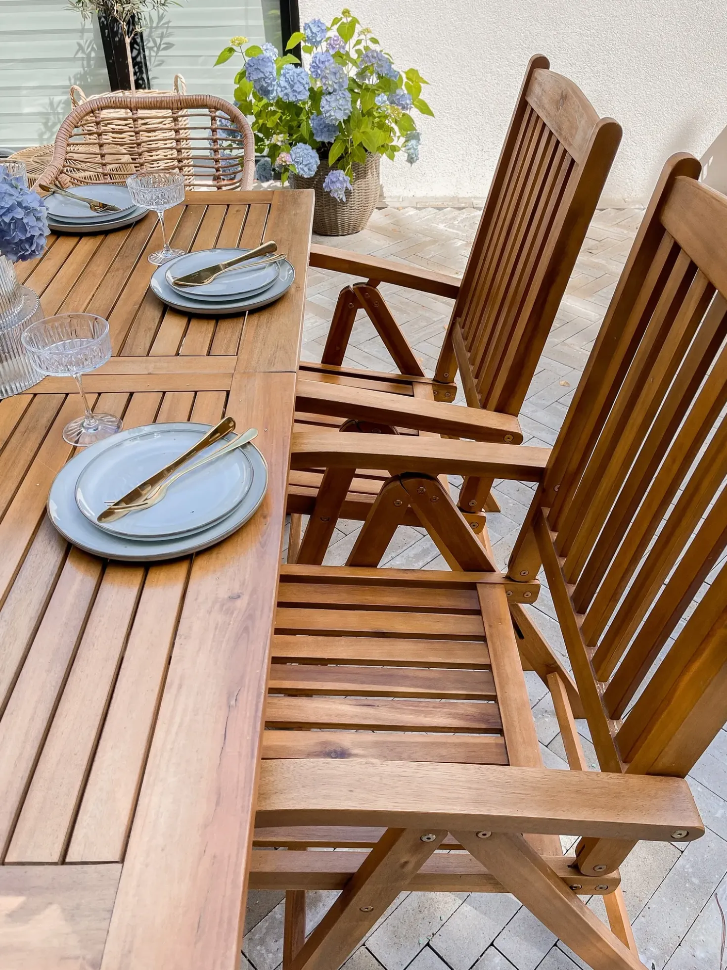 Set da pranzo da giardino 6 posti JAVA con cuscini Legno d'acacia Bianco sporco
