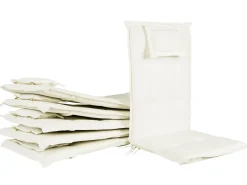 Set da pranzo da giardino 6 posti JAVA con cuscini Legno d'acacia Bianco sporco