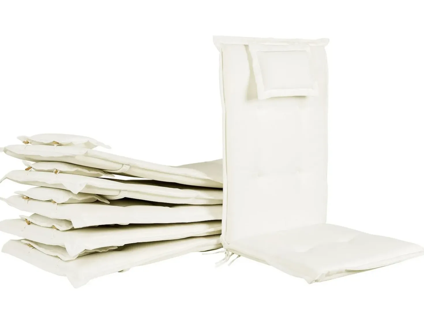 Set da pranzo da giardino 6 posti JAVA con cuscini Legno d'acacia Bianco sporco
