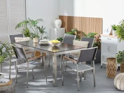 Set da pranzo da giardino 6 posti GROSSETO Vetro temperato Grigio/Nero