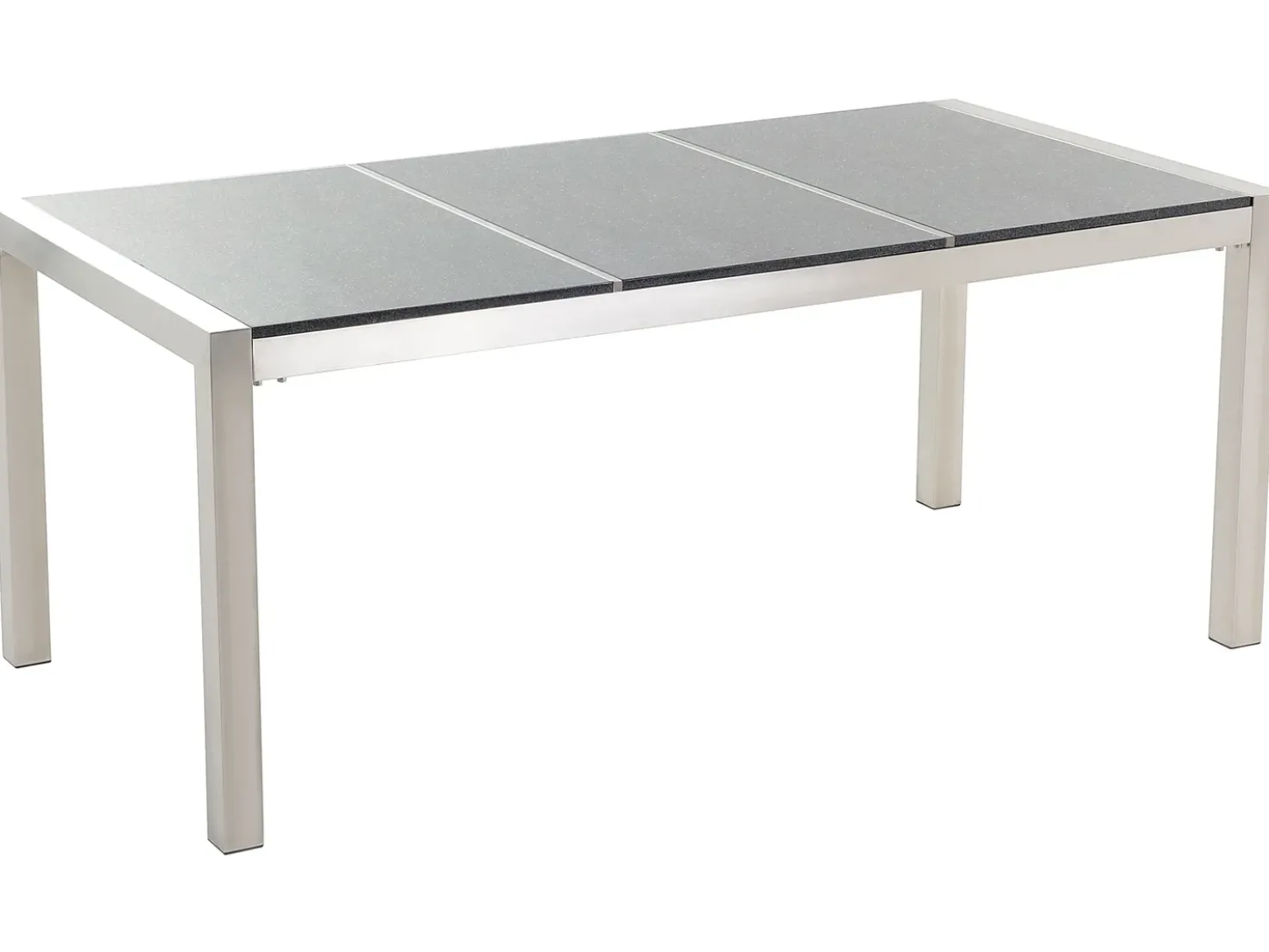 Set da pranzo da giardino 6 posti GROSSETO Piastra tripla Granito Lucido Nero/Grigio