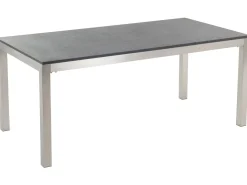 Set da pranzo da giardino 6 posti GROSSETO Granito fiammato Nero/Bianco