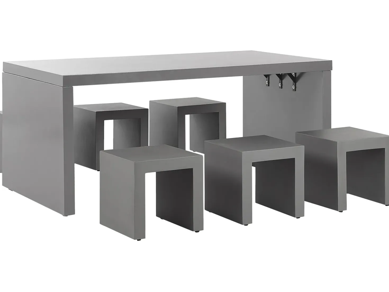 Set da pranzo da giardino con sgabelli 6 posti TARANTO Cemento Grigio