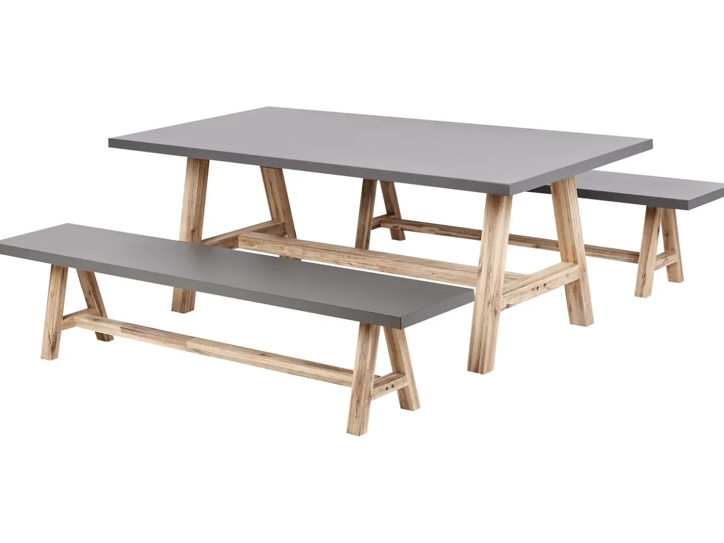 Set da pranzo da giardino con panche 6 posti TONNARE Cemento Grigio