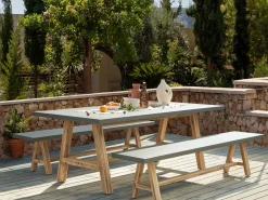 Set da pranzo da giardino con panche 6 posti TONNARE Cemento Grigio