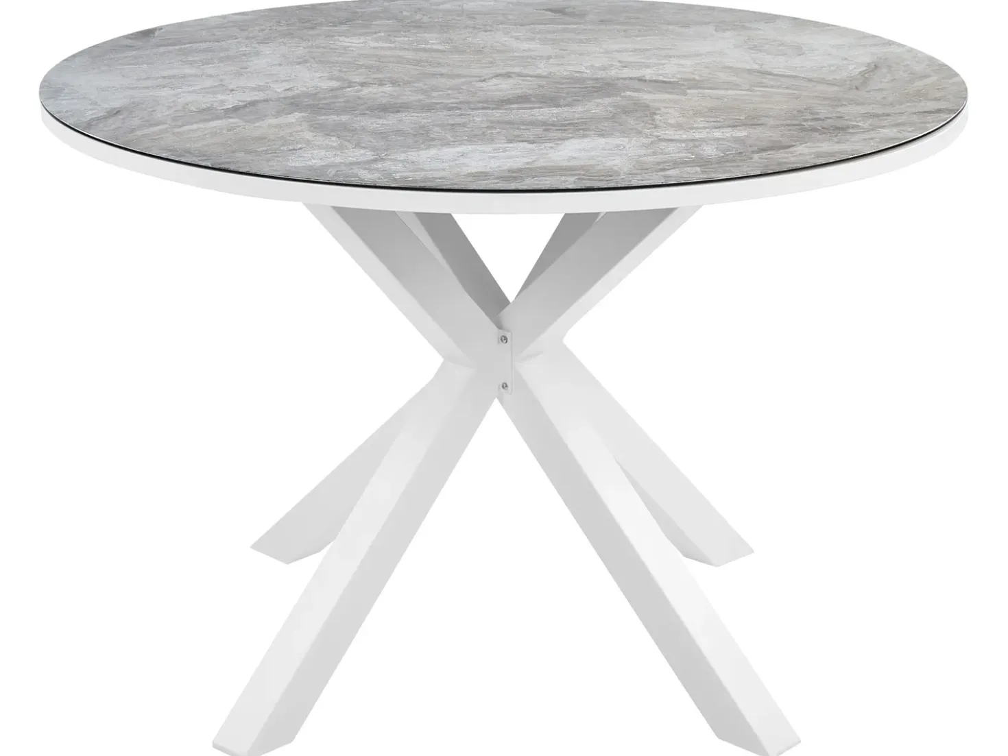 Set da pranzo da giardino 4 posti MALETTO/BUSSETO Metallo Effetto marmo Grigio