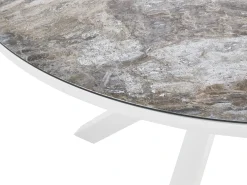 Set da pranzo da giardino 4 posti MALETTO/BUSSETO Metallo Effetto marmo Grigio