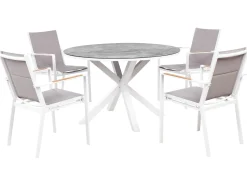 Set da pranzo da giardino 4 posti MALETTO/BUSSETO Metallo Effetto marmo Grigio