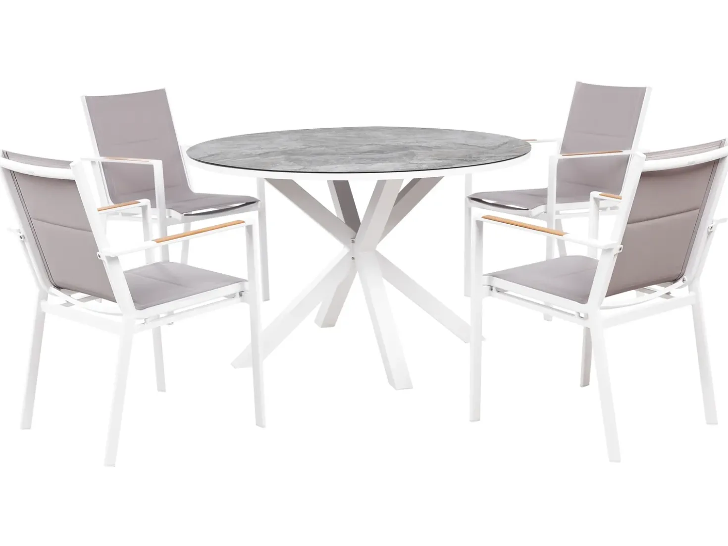 Set da pranzo da giardino 4 posti MALETTO/BUSSETO Metallo Effetto marmo Grigio