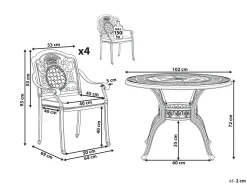 Set da pranzo da giardino 4 posti SALENTO con cuscini Metallo Marrone scuro