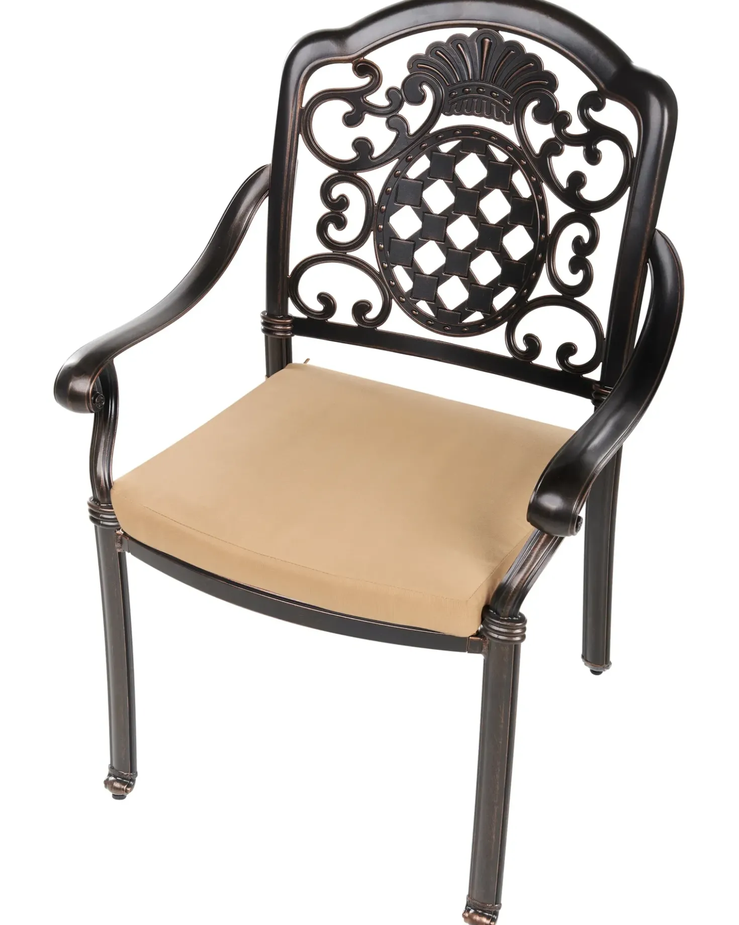 Set da pranzo da giardino 4 posti SALENTO con cuscini Metallo Marrone scuro