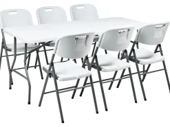 Set da pranzo da giardino 6 posti CUGNOLI Pieghevole Bianco