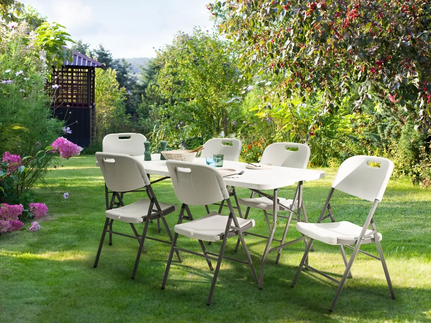 Set da pranzo da giardino 6 posti CUGNOLI Pieghevole Bianco