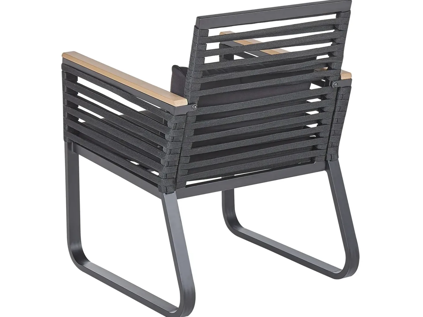 Set da pranzo da giardino 4 posti CANETTO con cuscini Metallo Nero