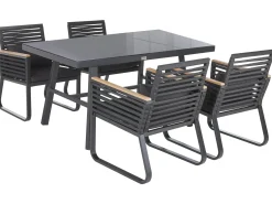 Set da pranzo da giardino 4 posti CANETTO con cuscini Metallo Nero