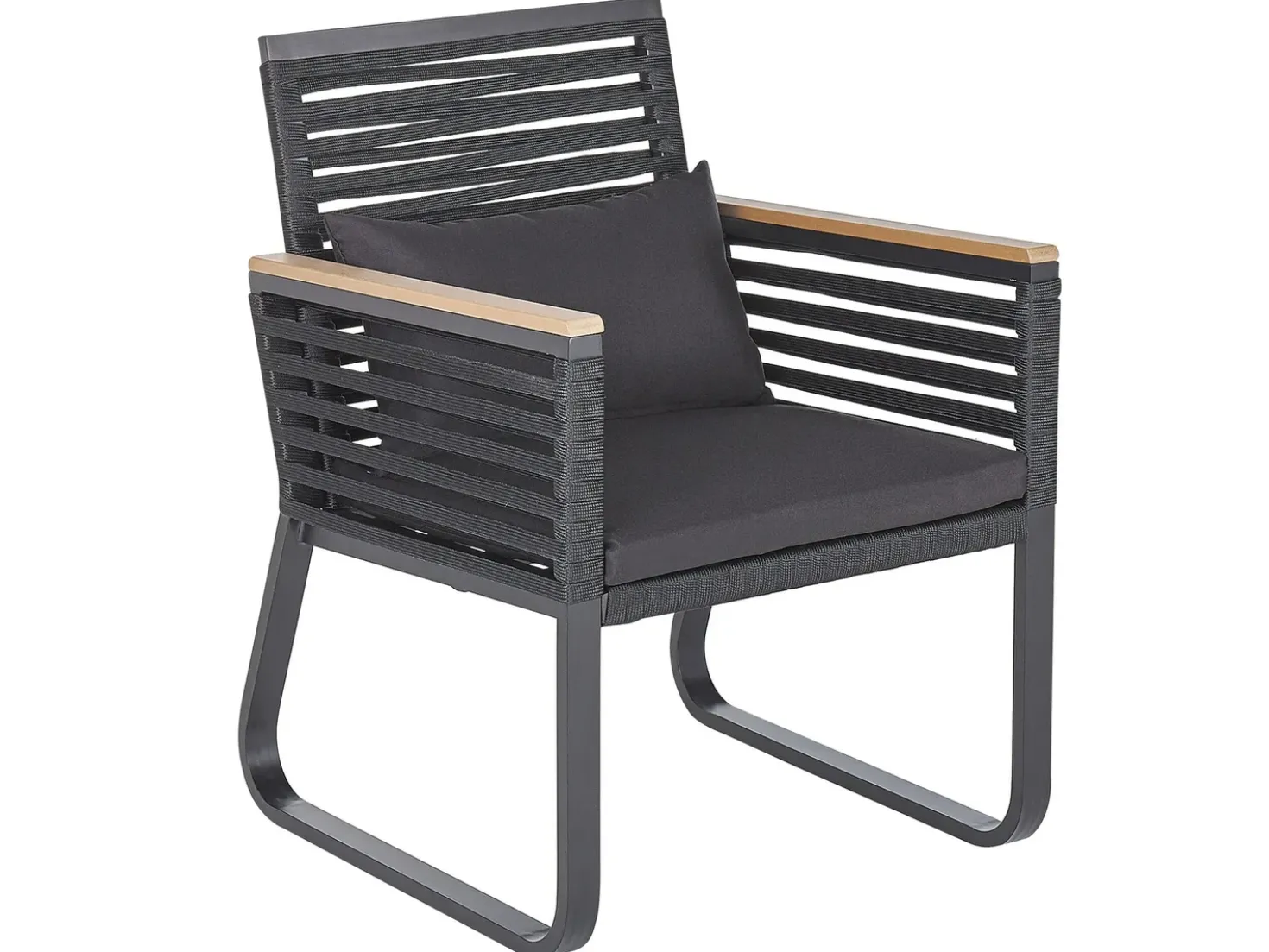 Set da pranzo da giardino 4 posti CANETTO con cuscini Metallo Nero