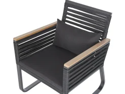 Set da pranzo da giardino 4 posti CANETTO con cuscini Metallo Nero
