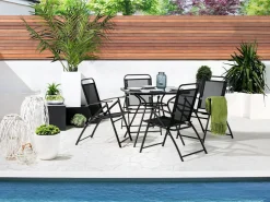 Set da pranzo da giardino 6 posti LIVO Metallo Nero