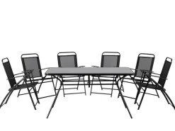 Set da pranzo da giardino 6 posti LIVO Metallo Nero